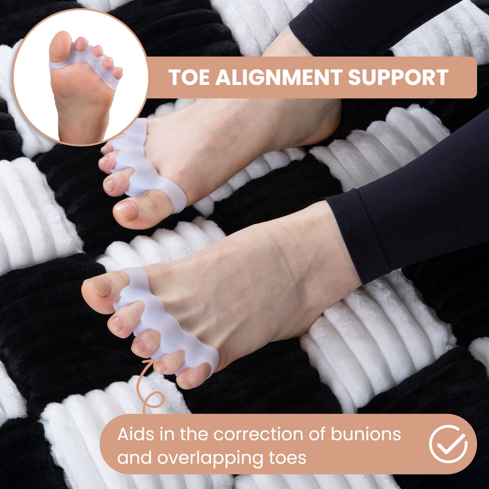 Foot Toe Separator - Achieve Healthy Toes, Correct Bunions, Hammer Toes, and Relieve Foot Pain