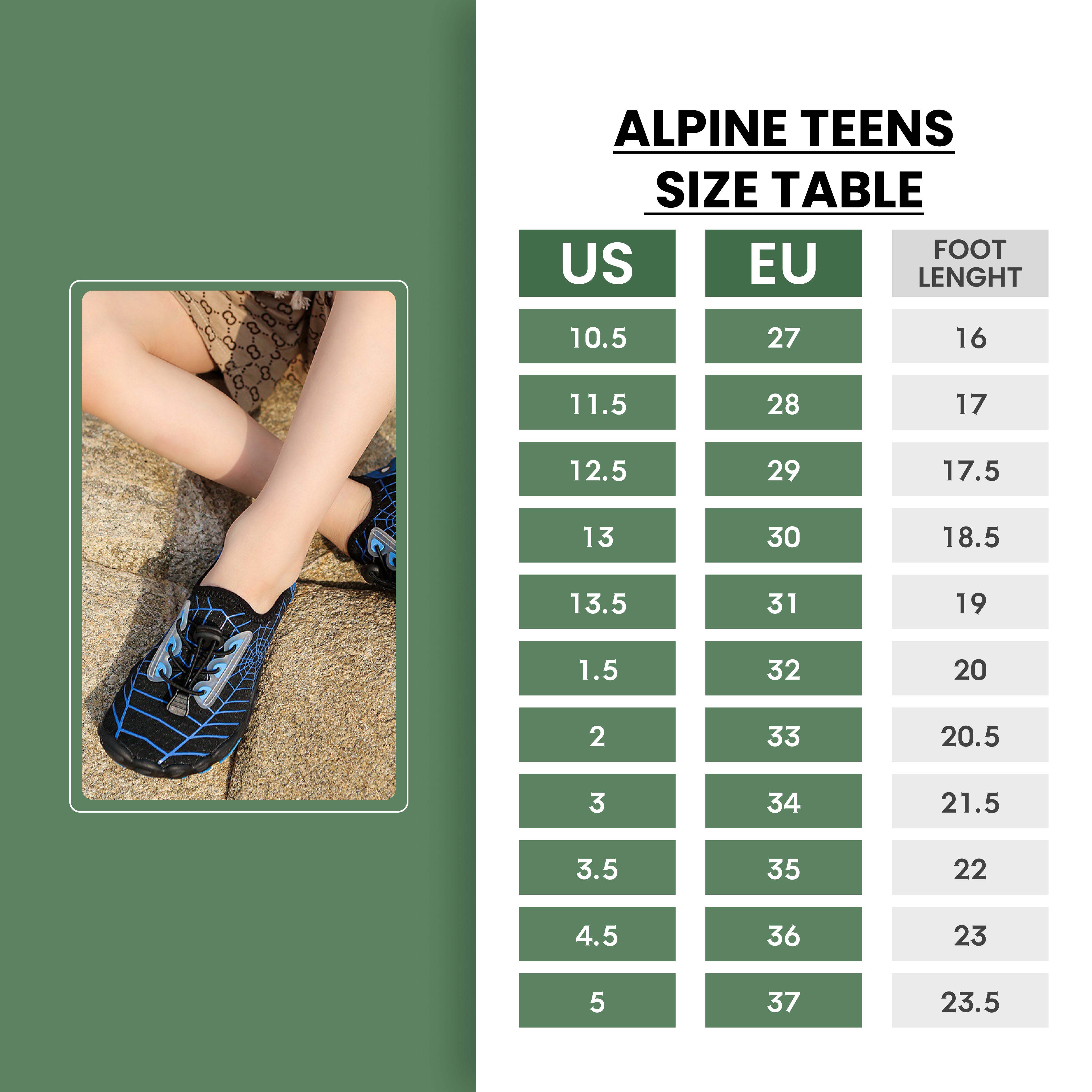 Alpine Teens - Non-Slip Barefoot Shoes for Kids