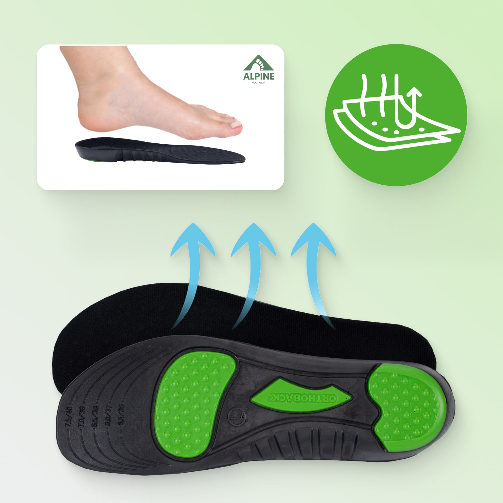 Alpine Orthopedic Soles - Pain relieving and shock absorbing foot pads