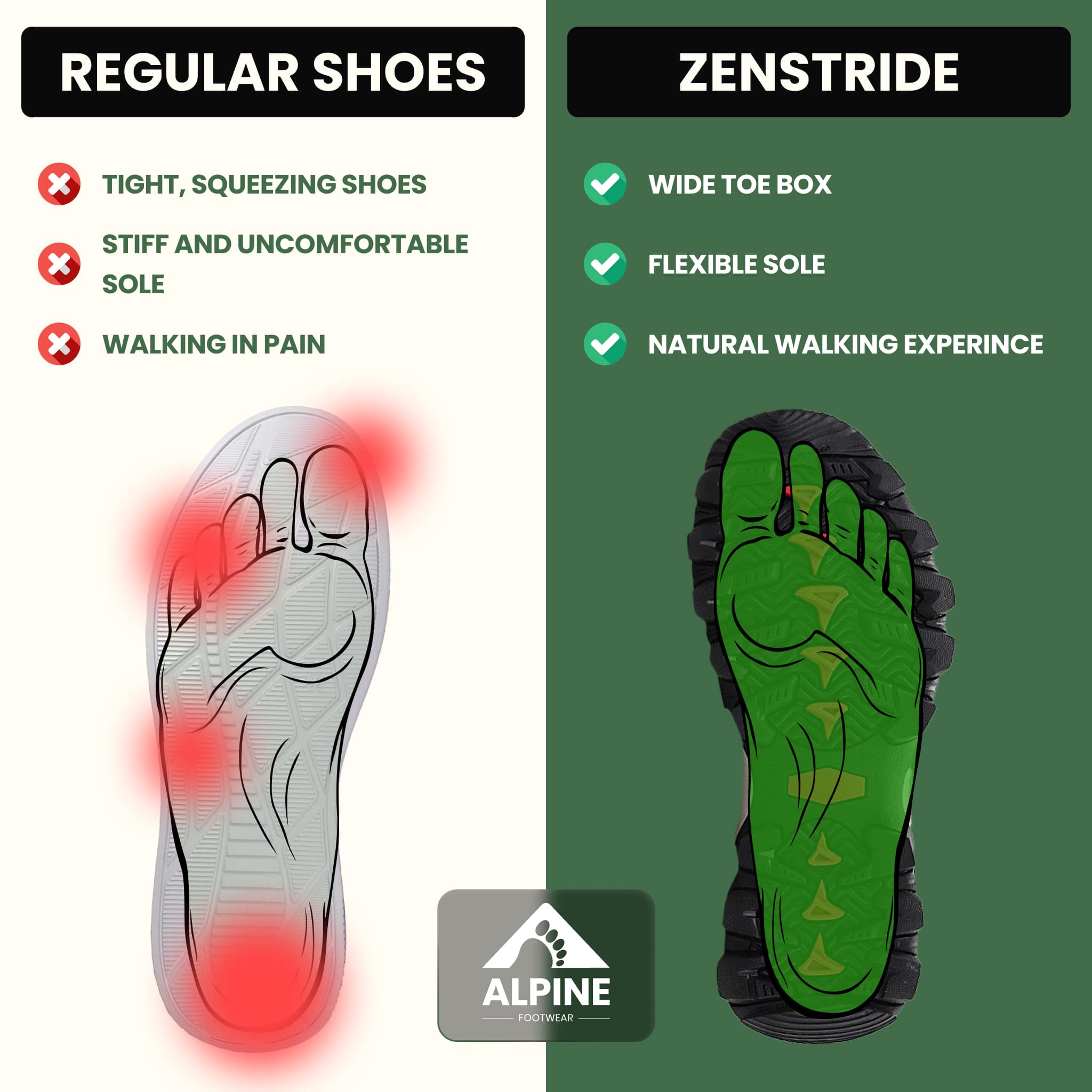 ZenStride - Wide Toe Box Hiking Shoes - Healthy & non-slip barefoot shoes (Unisex)