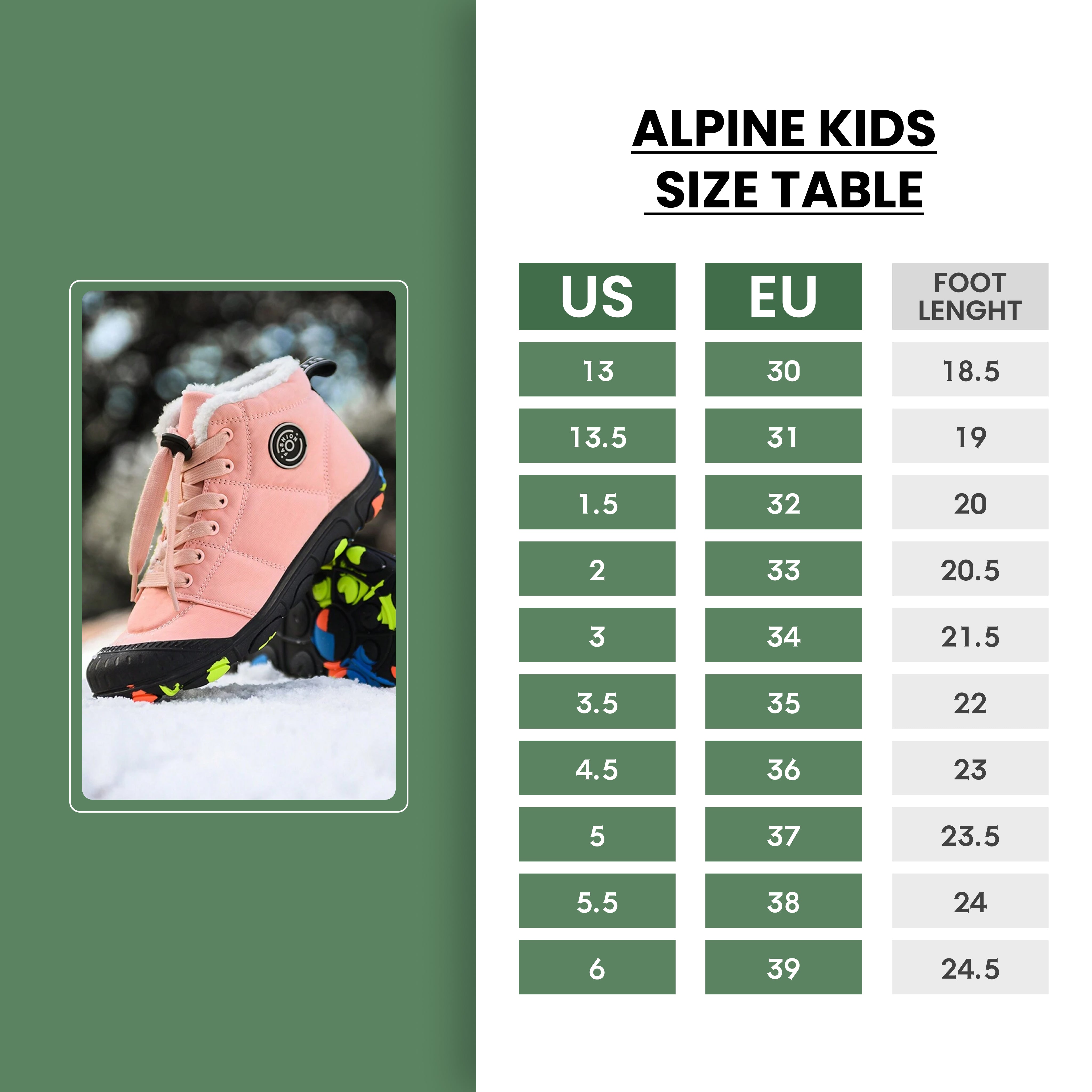 Alpine Kids - Waterproof Barefoot Winter Shoes for Kids
